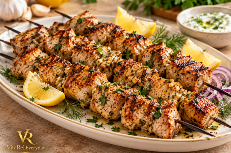 Garlic Herb Grilled Pork Skewers