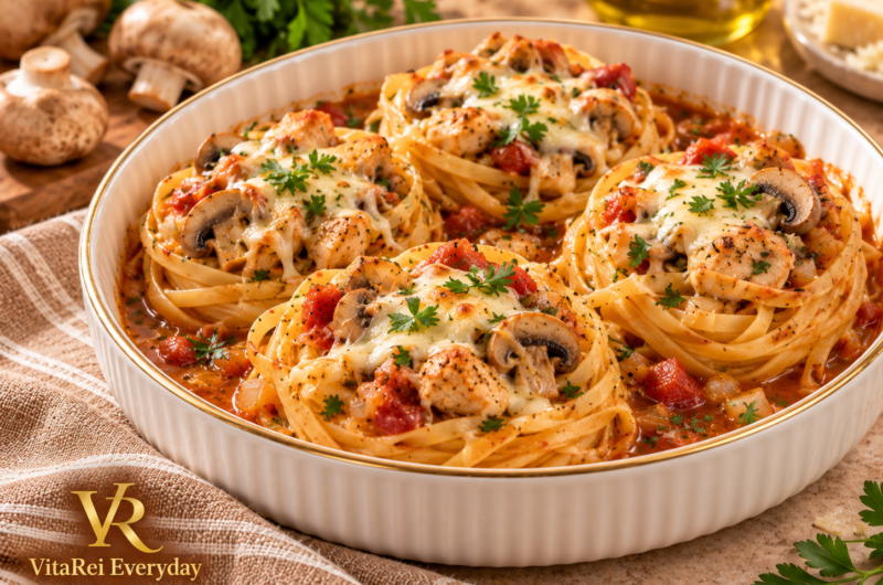 Chicken & Mushroom Pasta Nests