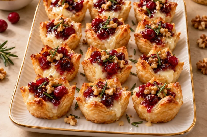Cranberry Brie Puff Pastry Bites