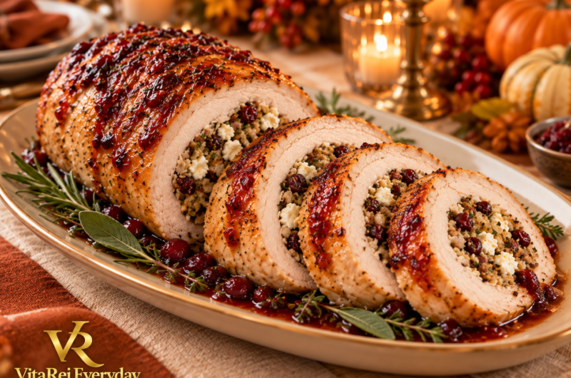 Stuffed Turkey Breast with Cranberry & Feta